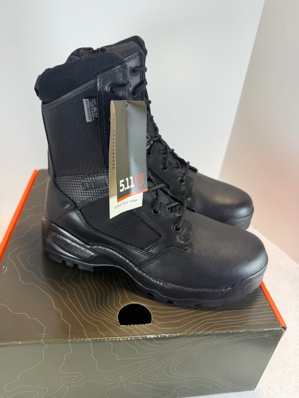 5.11 Tactical ATAC 2.0 8 Storm Mens 10.5 R Waterproof Side Zip Boots Black NIB